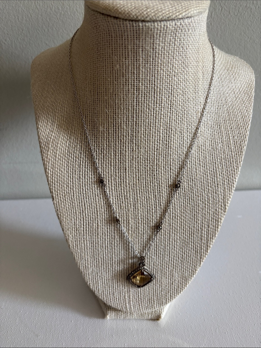 JTV Silver Necklace with Golden Citrine Pendant